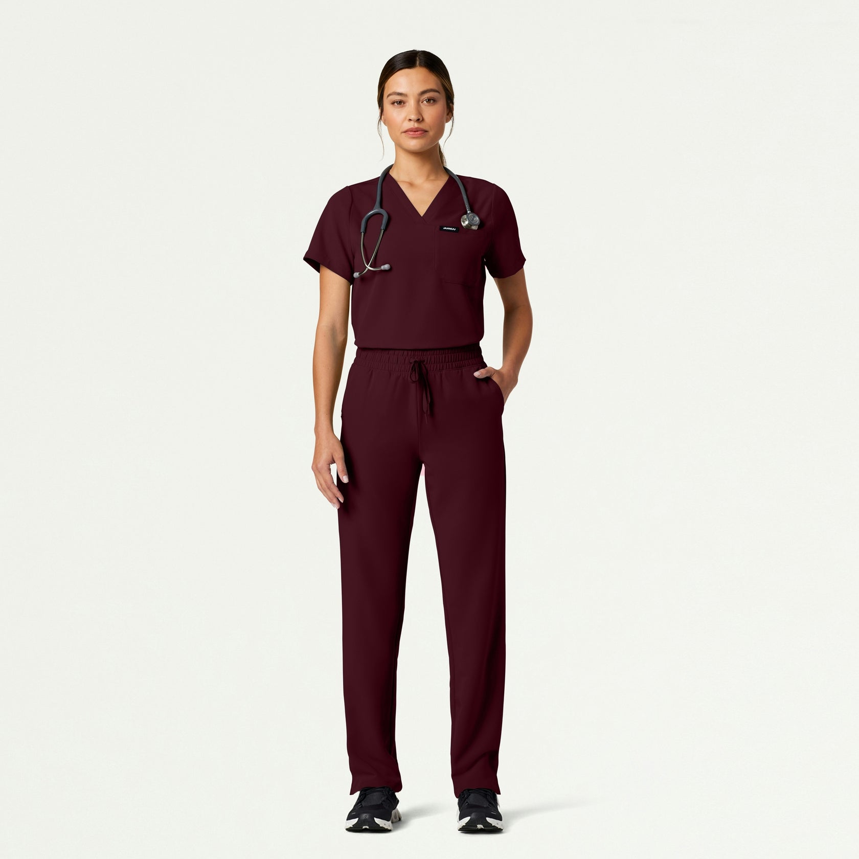 Kerr 365 High Waisted Scrub Pant - Burgundy - WOMEN'S PANTS - Jaanuu