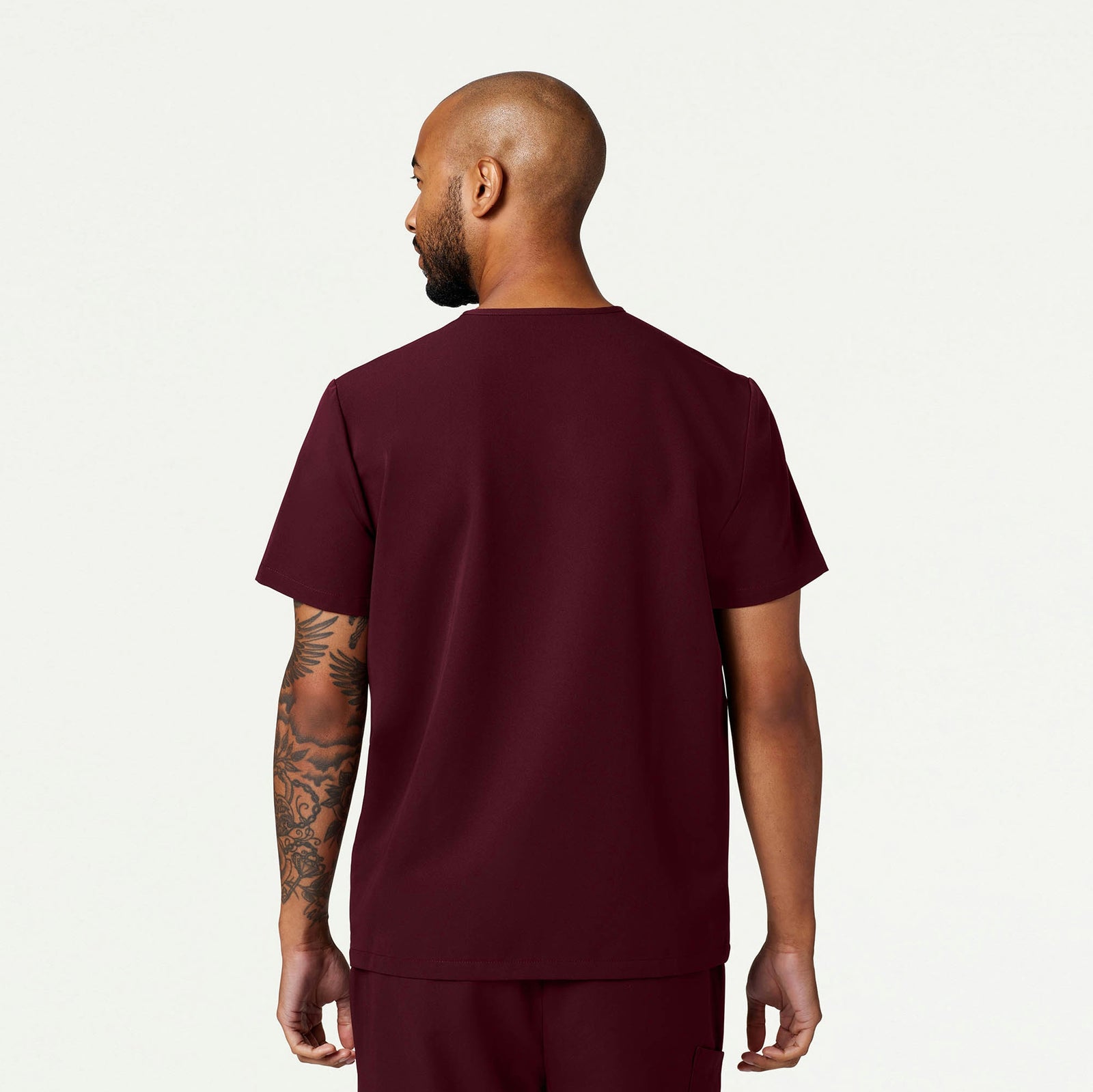 Romin 1-Pocket Scrub Top - Burgundy - MEN'S TOPS - Jaanuu