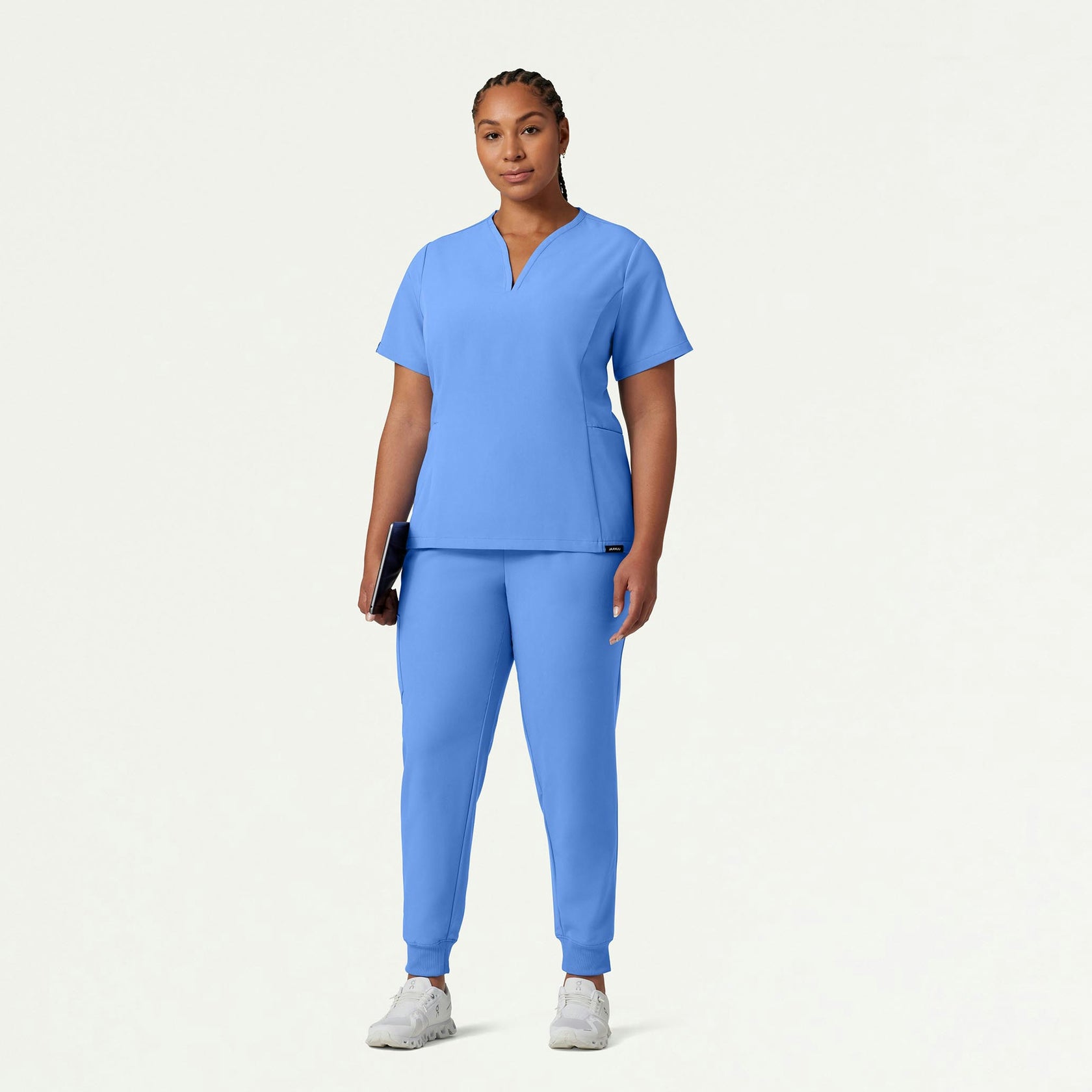 Silex Slim Knit-Waist Scrub Jogger - Ceil Blue - WOMEN'S PANTS - Jaanuu