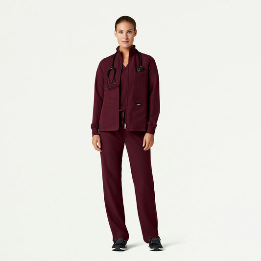 The Ava Jacket Scrub Set - Burgundy