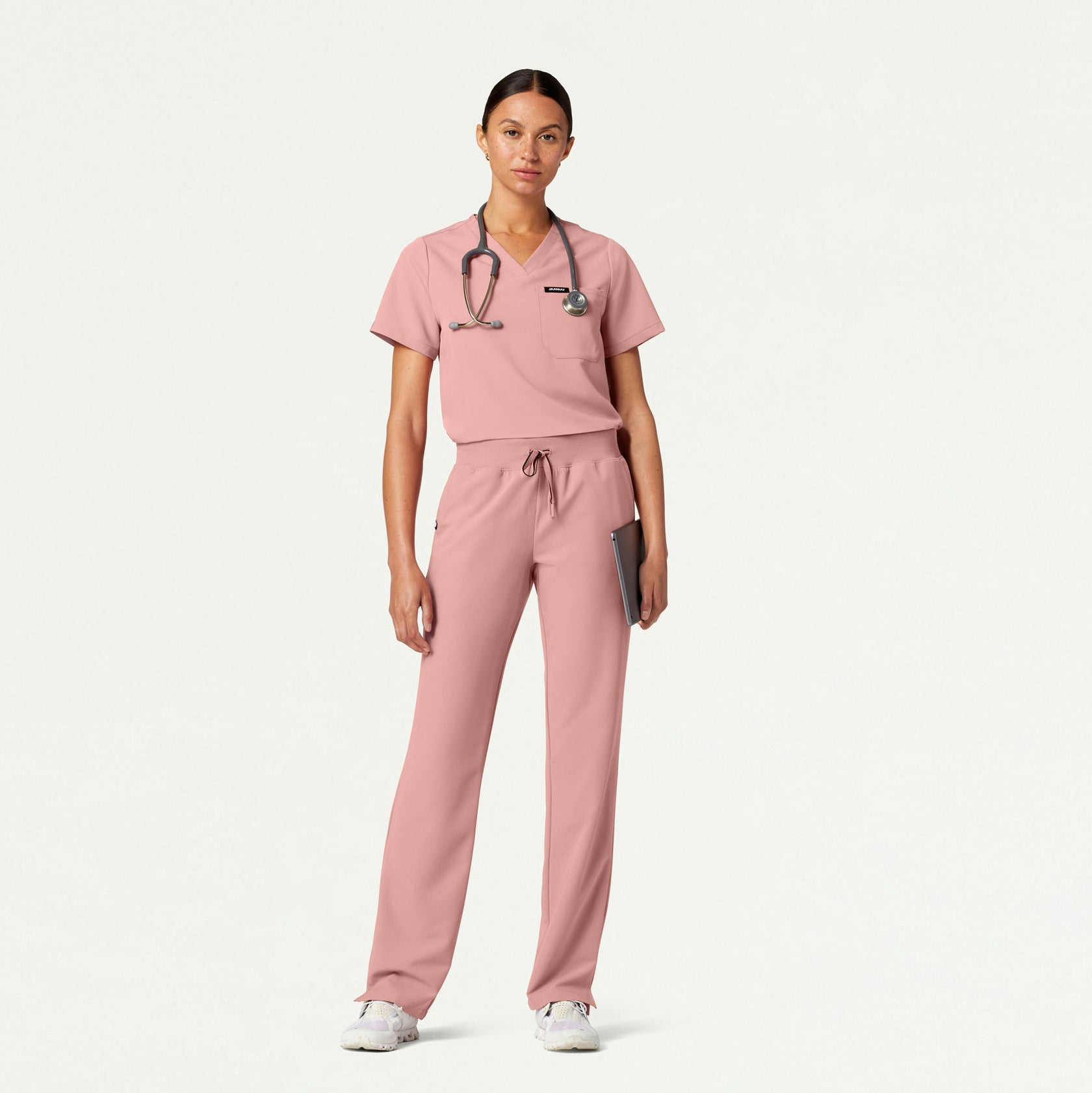 Rhena Essential 1-Pocket Scrub Top - Mauve - WOMEN'S TOPS - Jaanuu