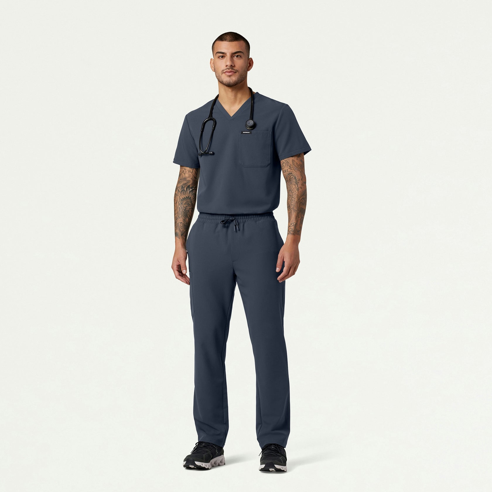 Holmes Everyday 1-Pocket Scrub Top - Carbon Gray - MEN'S TOPS - Jaanuu