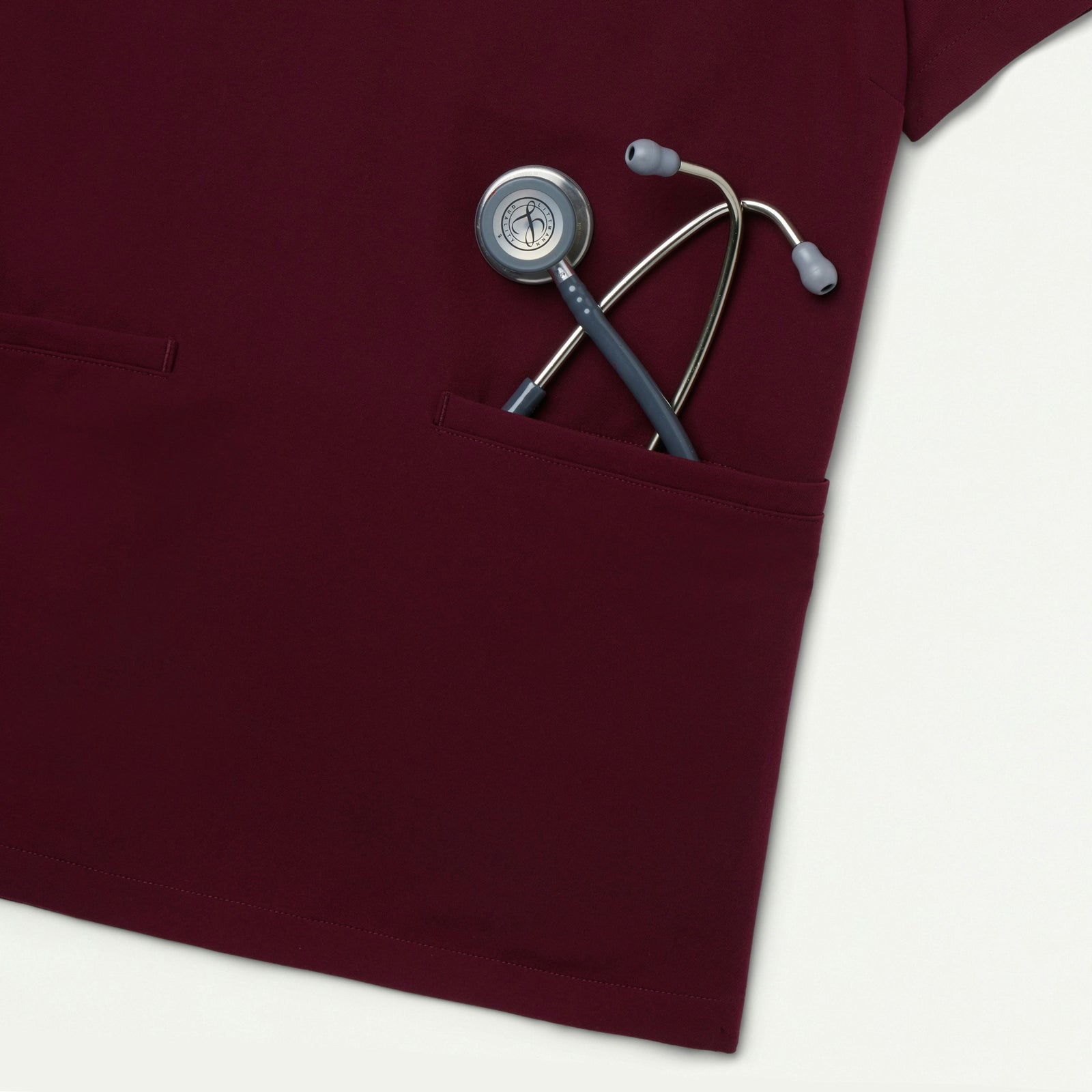 Helia Notched V-Neck Scrub Top - Burgundy - WOMEN'S TOPS - Jaanuu