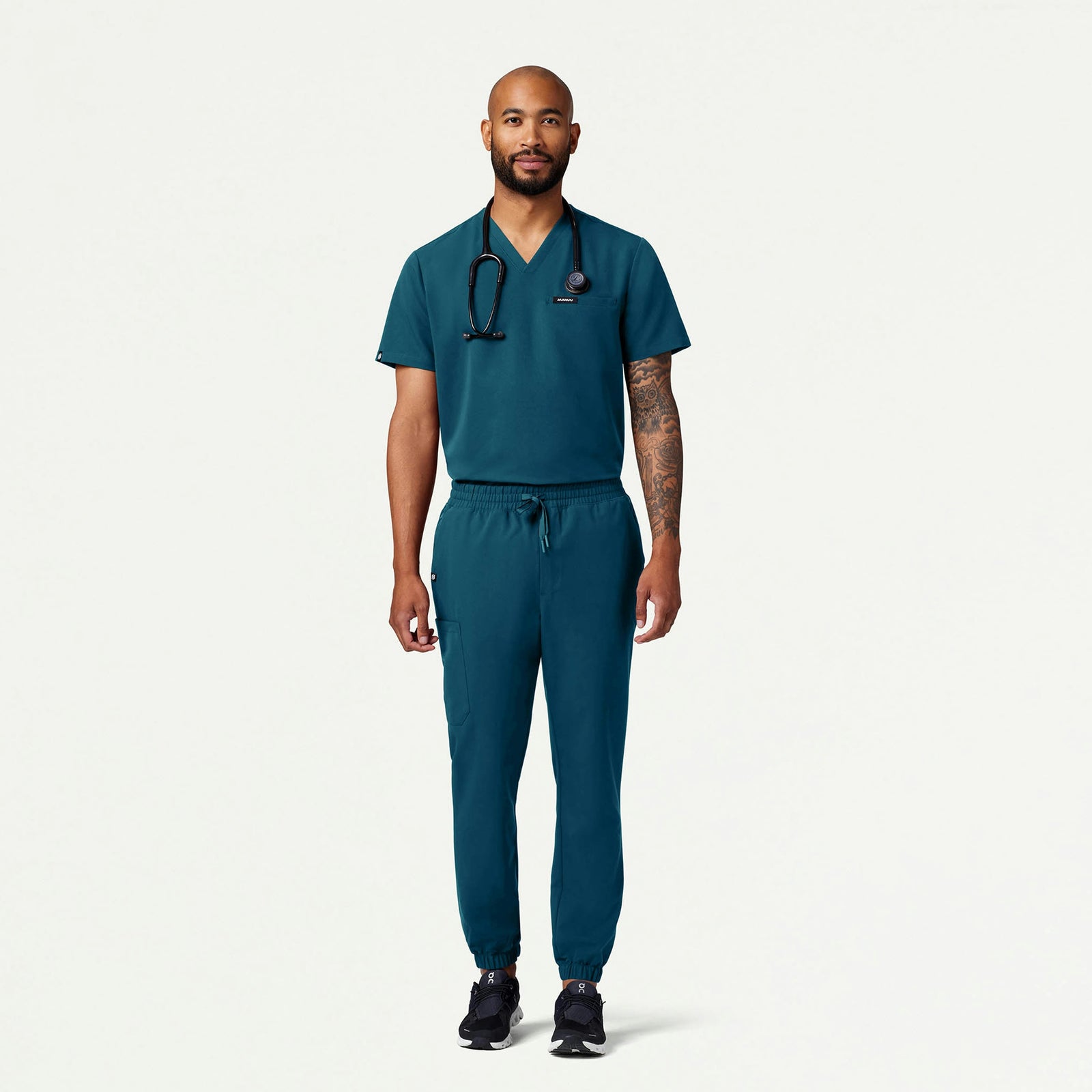 Romin 1-Pocket Scrub Top - Caribbean Blue - MEN'S TOPS - Jaanuu