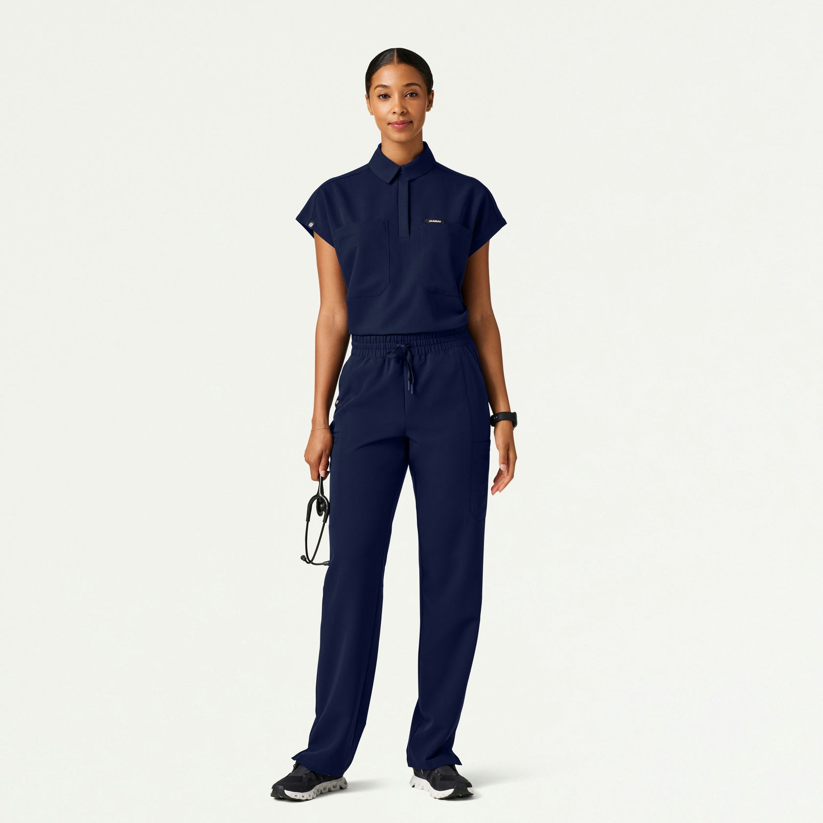 Acta Oversized 2-Pocket Scrub Top - Midnight Navy - WOMEN'S TOPS - Jaanuu