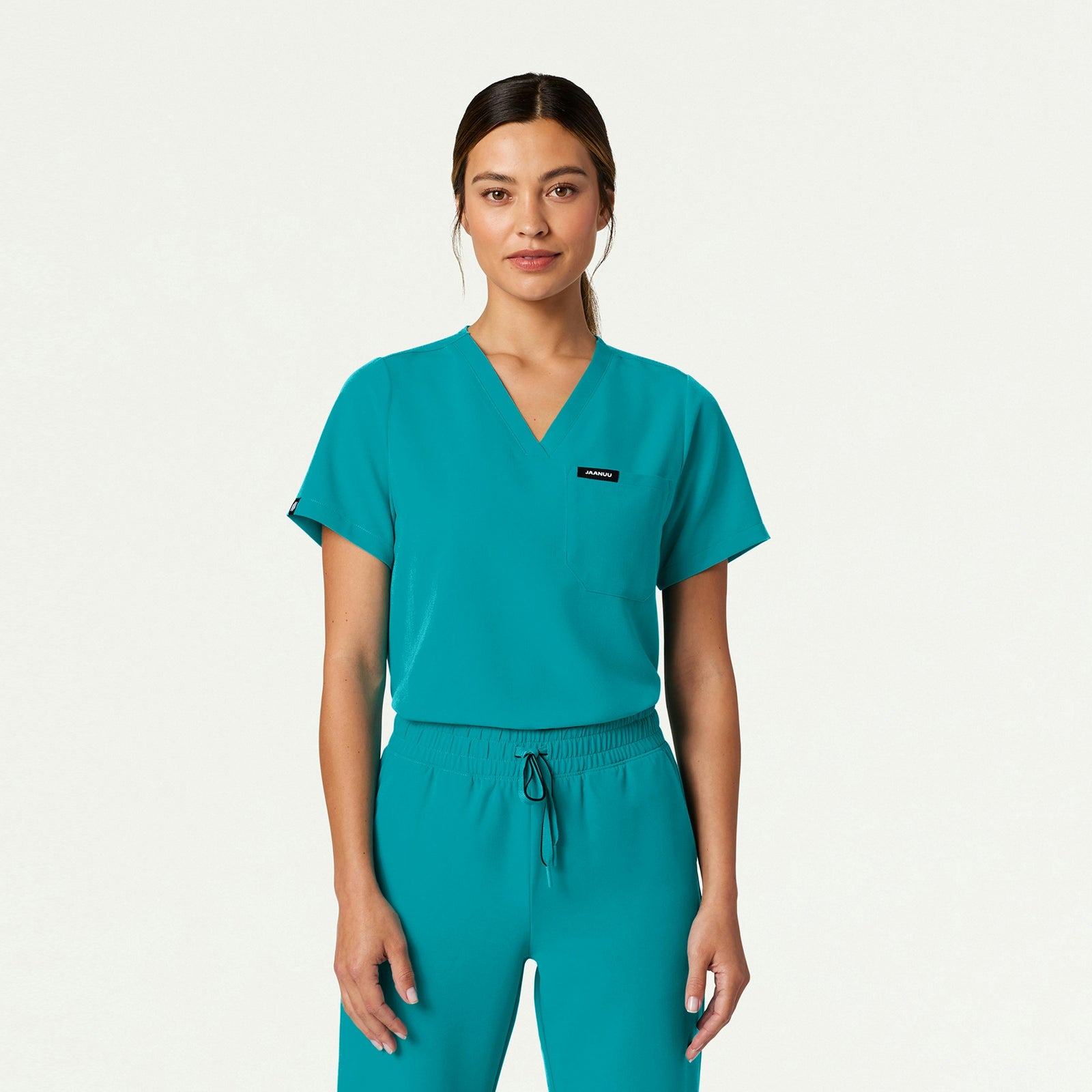 Rhena Essential 1-Pocket Scrub Top - Aqua - WOMEN'S TOPS - Jaanuu