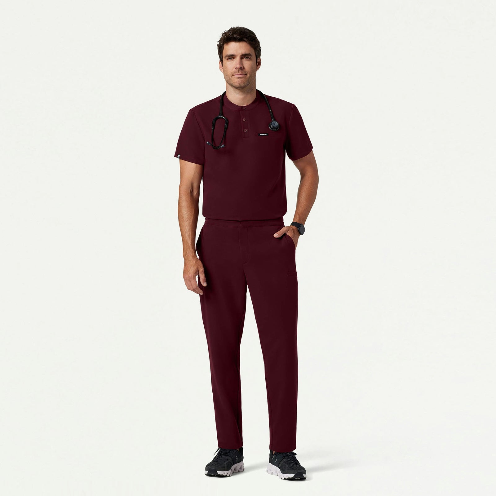 Rubin Tapered 7-Pocket Scrub Pant - Burgundy - MEN'S PANTS - Jaanuu