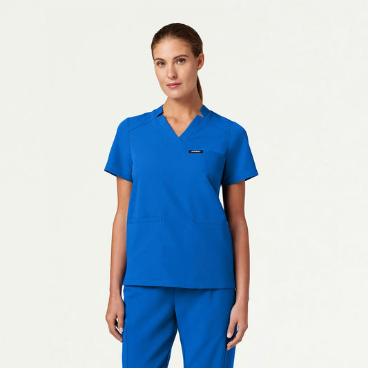 Helia Notched V-Neck Scrub Top - Royal Blue - WOMEN'S TOPS - Jaanuu