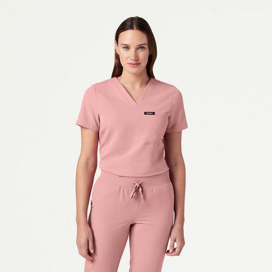 Rhena Slim Essential 1-Pocket Scrub Top - Mauve - WOMEN'S TOPS - Jaanuu