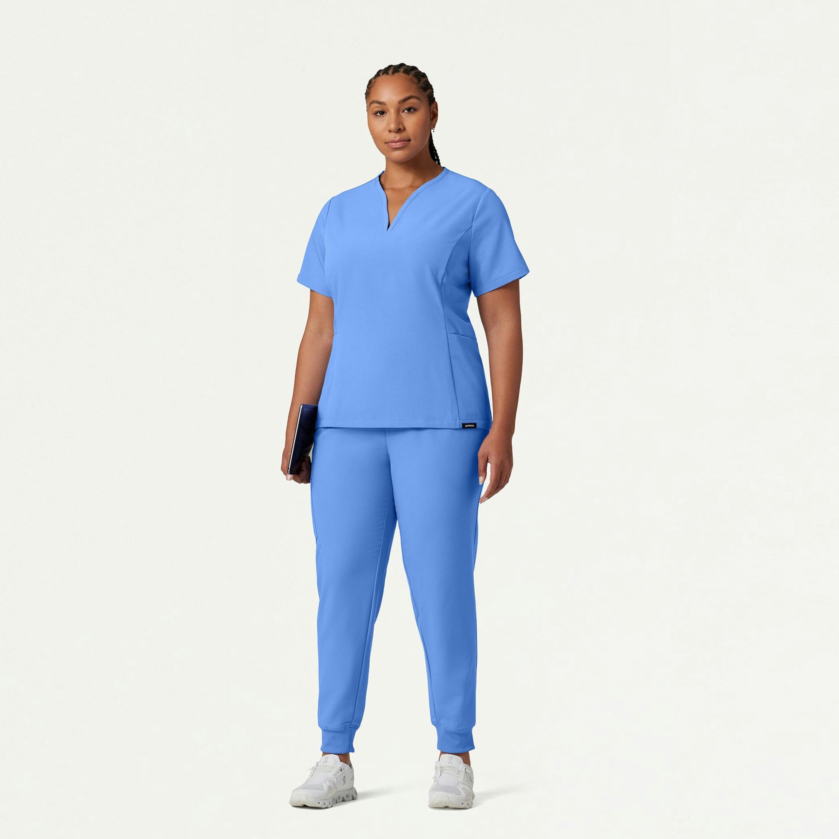 Calix Fit & Flare Scrub Top - Ceil Blue - WOMEN'S TOPS - Jaanuu