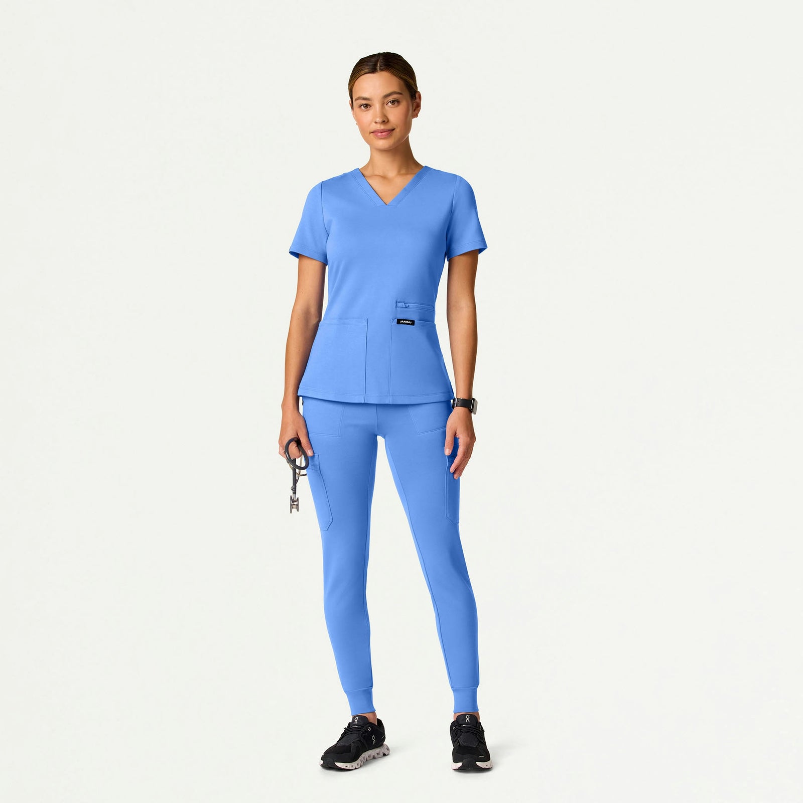 Kass Slim 4-Pocket ULTRAsoft Scrub Top - Ceil Blue - WOMEN'S TOPS - Jaanuu