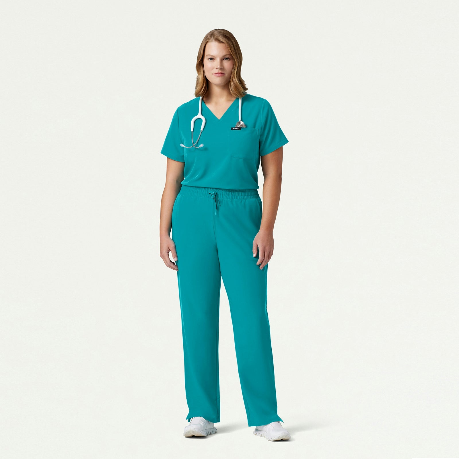 Rhena Essential 1-Pocket Scrub Top - Aqua - WOMEN'S TOPS - Jaanuu