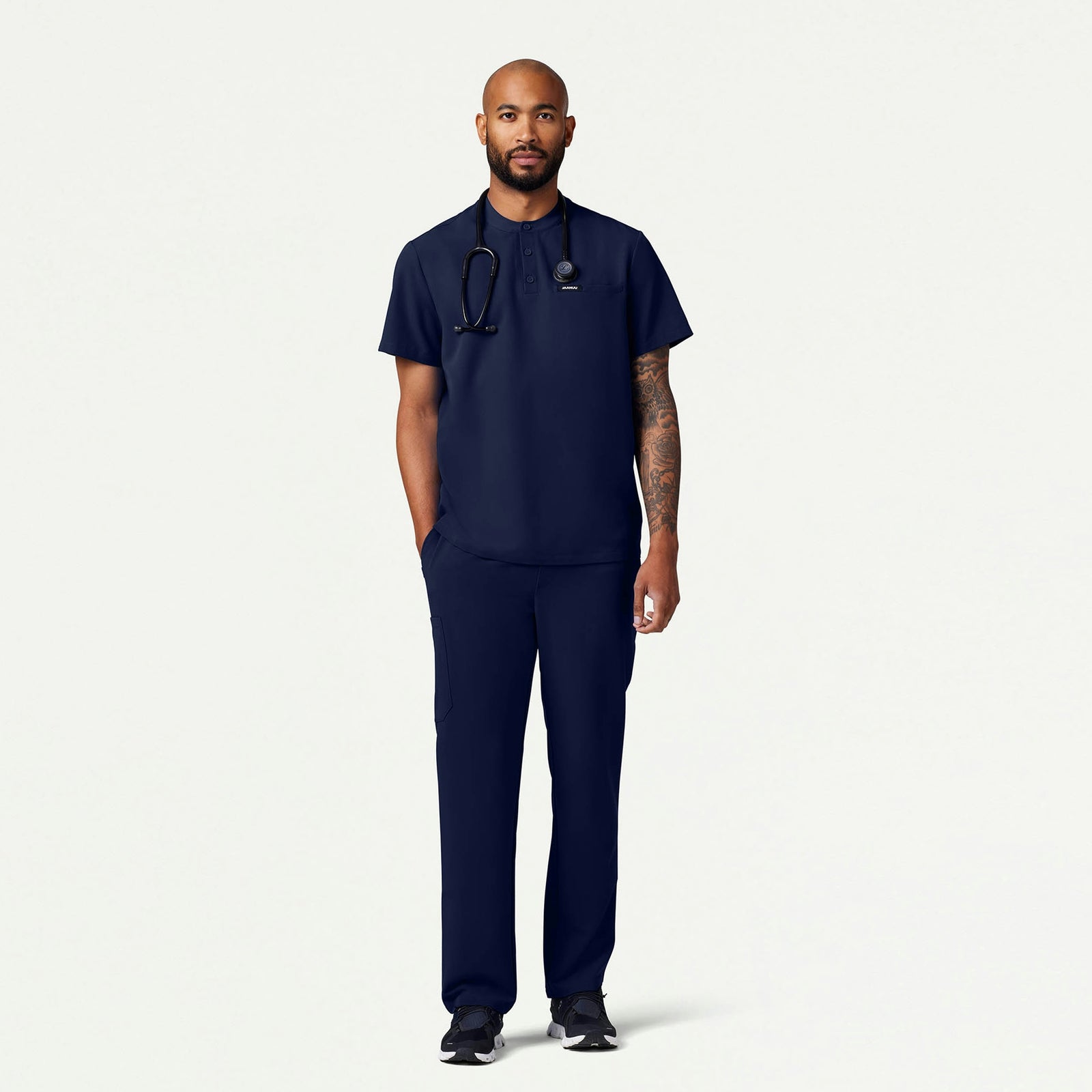 Reeve Henley Scrub Top - Midnight Navy - MEN'S TOPS - Jaanuu