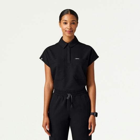 Acta Oversized 2-Pocket Scrub Top - Black - WOMEN'S TOPS - Jaanuu