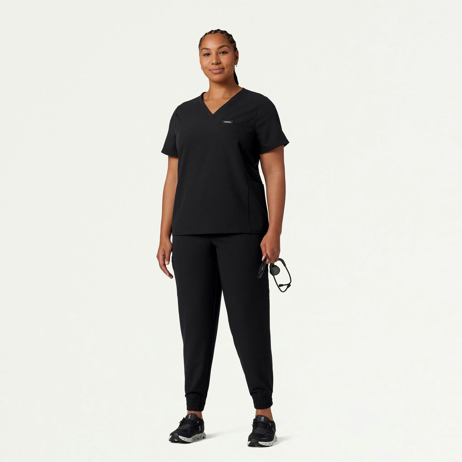 Magna 3-Pocket Scrub Top - Black - WOMEN'S TOPS - Jaanuu