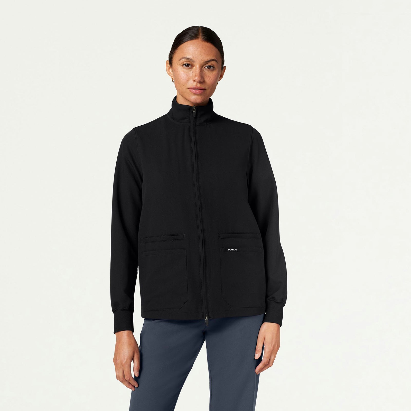 Ceri Essential 6-Pocket Scrub Jacket - Black - WOMEN'S JACKETS - Jaanuu