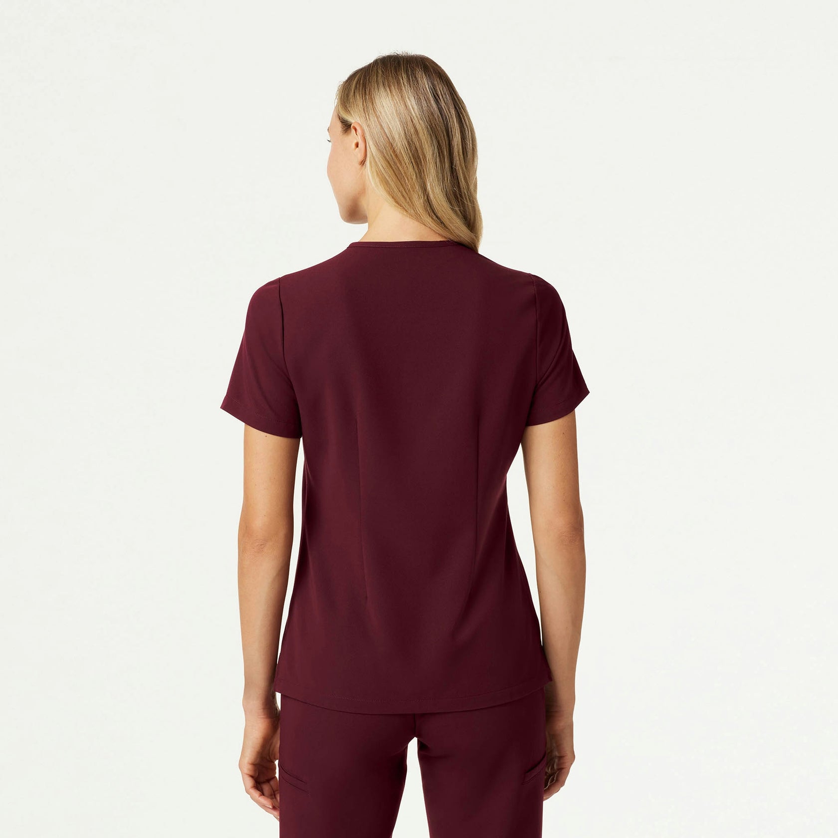 Andra Slim 1-Pocket Scrub Top - Burgundy - WOMEN'S TOPS - Jaanuu