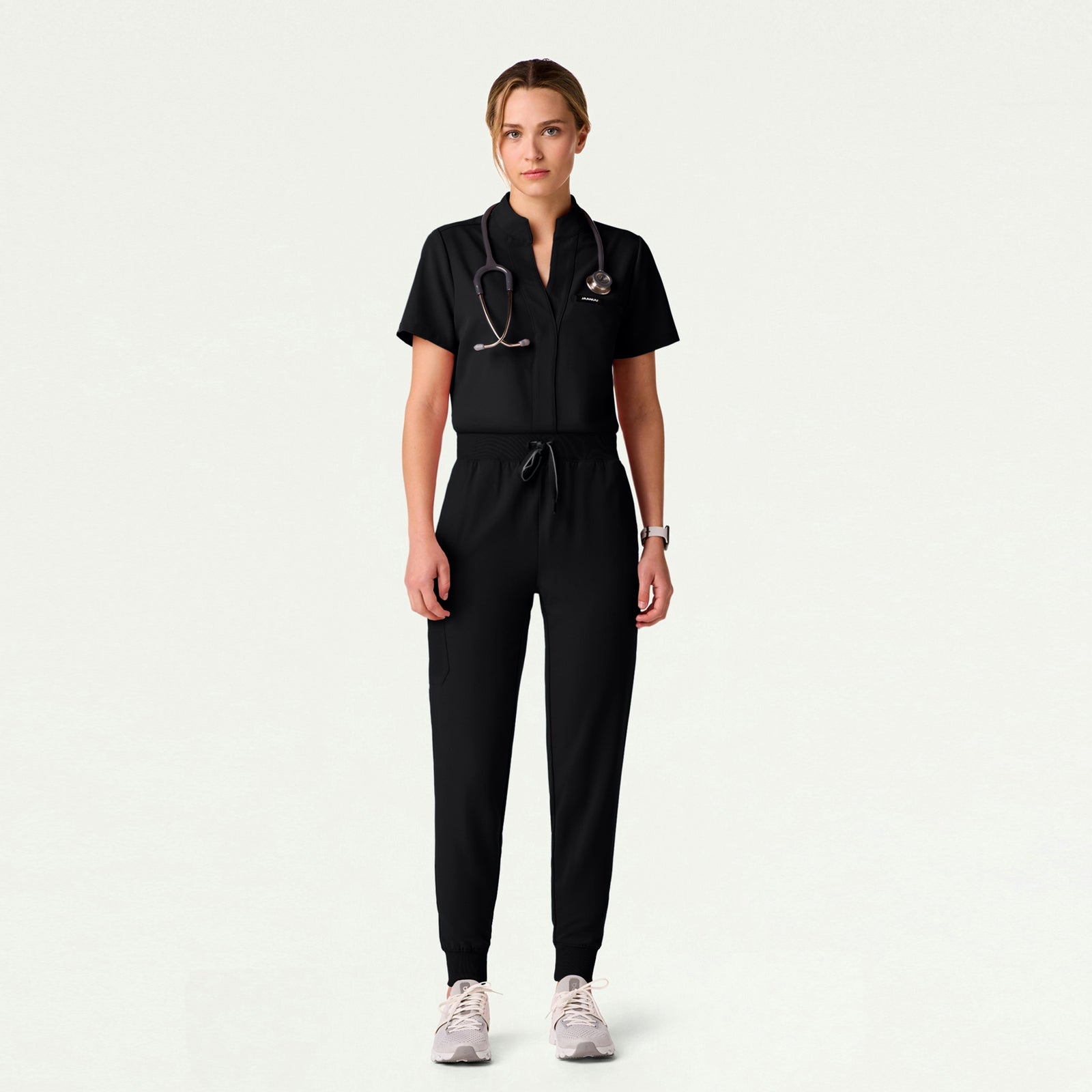 Serin Slim 1-Pocket Scrub Top - Black - WOMEN'S TOPS - Jaanuu