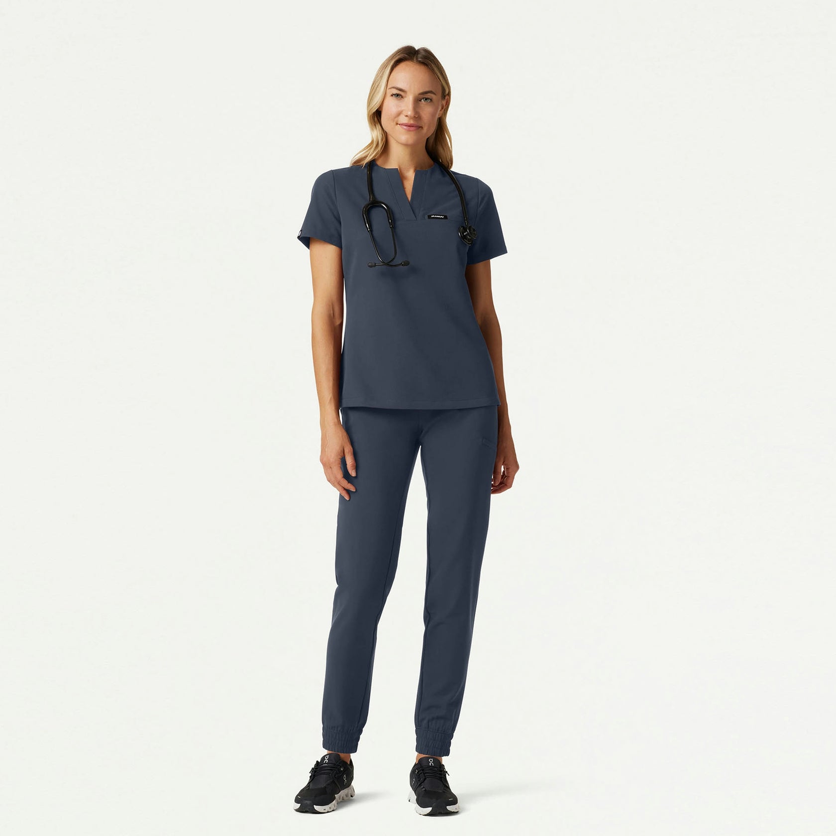 Andra Slim 1-Pocket Scrub Top - Carbon Gray - WOMEN'S TOPS - Jaanuu