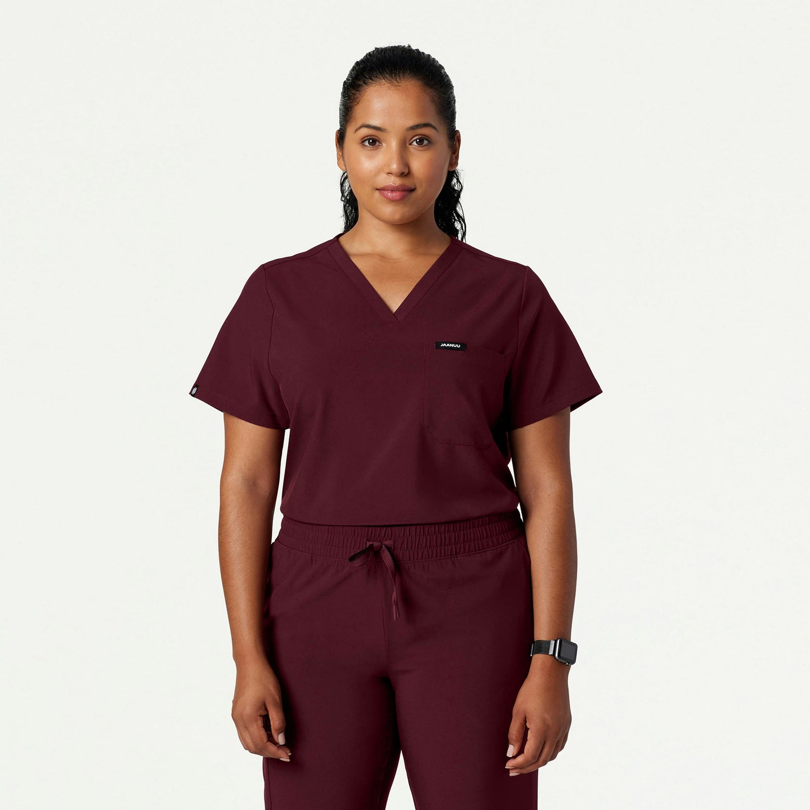 Pret 1-Pocket Classic Scrub Top - Burgundy - WOMEN'S TOPS - Jaanuu