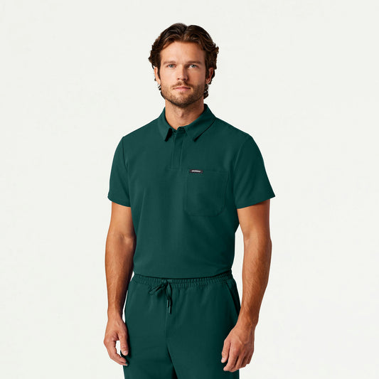 Axis Polo Scrub Top - Midnight Green - MEN'S TOPS - Jaanuu