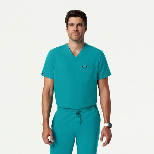 Holmes Everyday 1-Pocket Scrub Top - Aqua - MEN'S TOPS - Jaanuu