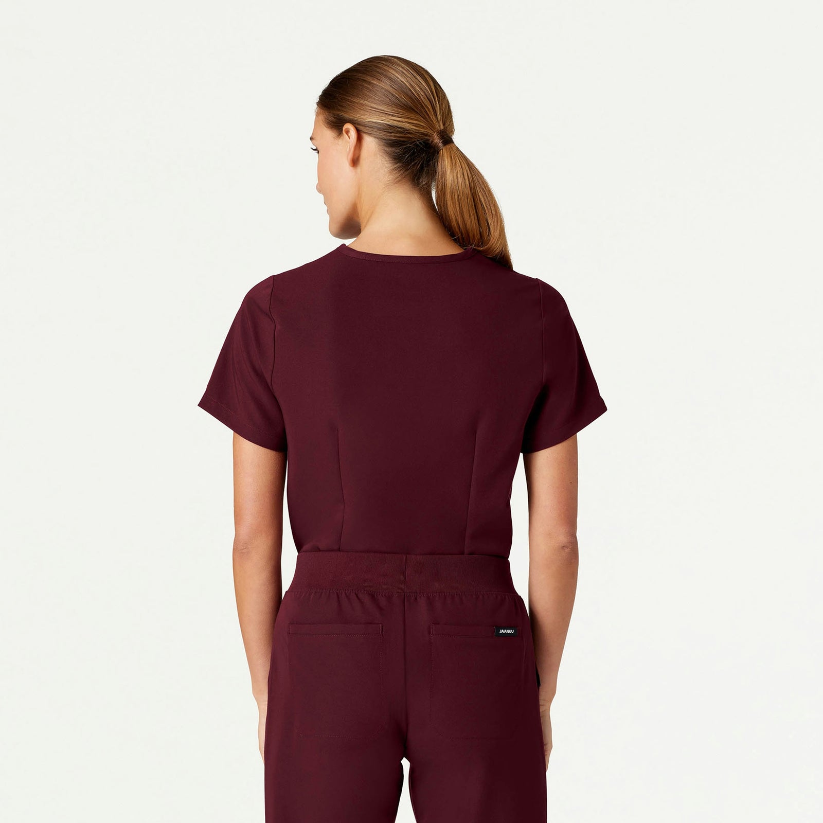 Rhena Essential 1-Pocket Scrub Top - Burgundy - WOMEN'S TOPS - Jaanuu