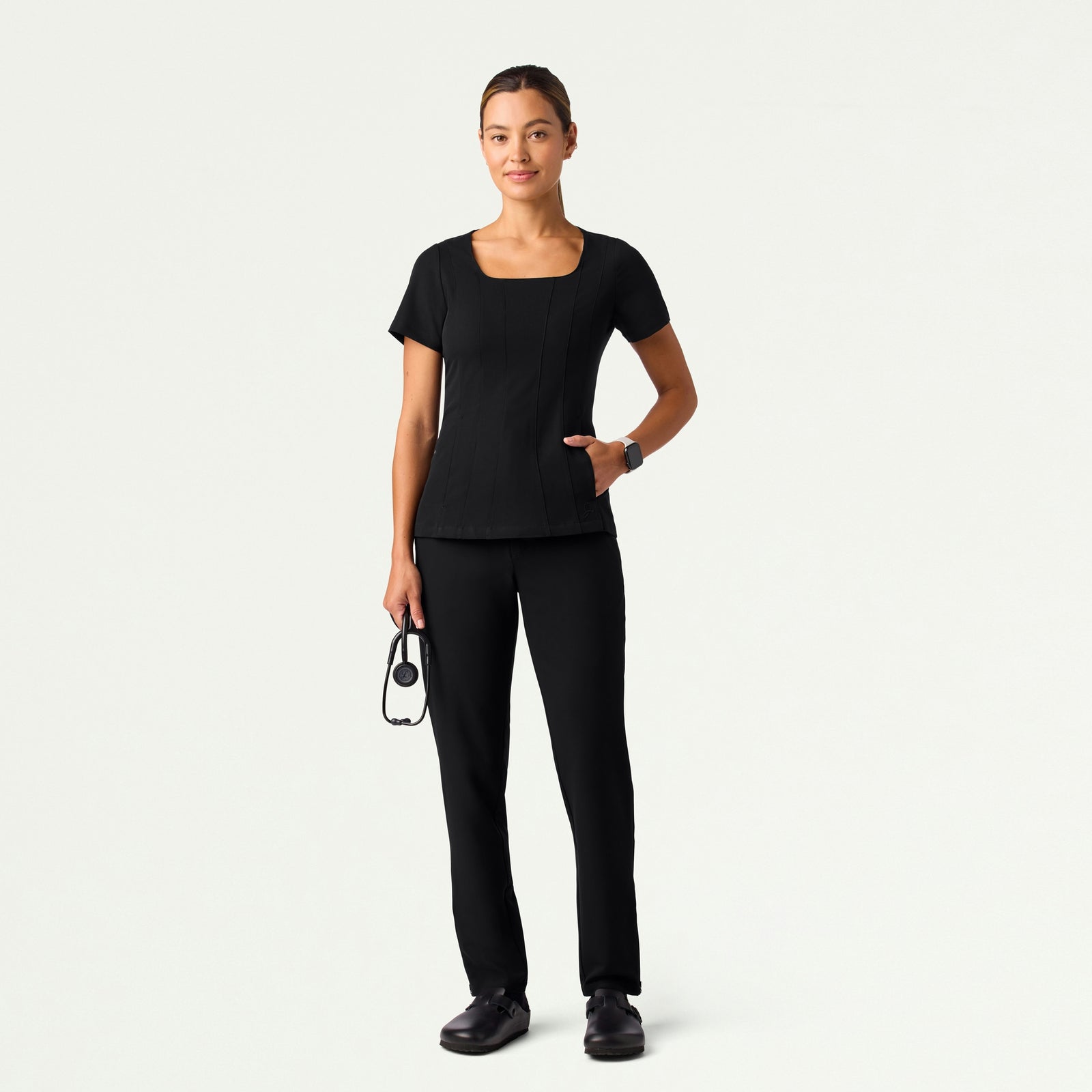 Skyler Slim Zip-Fly Scrub Pant - Black - WOMEN'S PANTS - Jaanuu