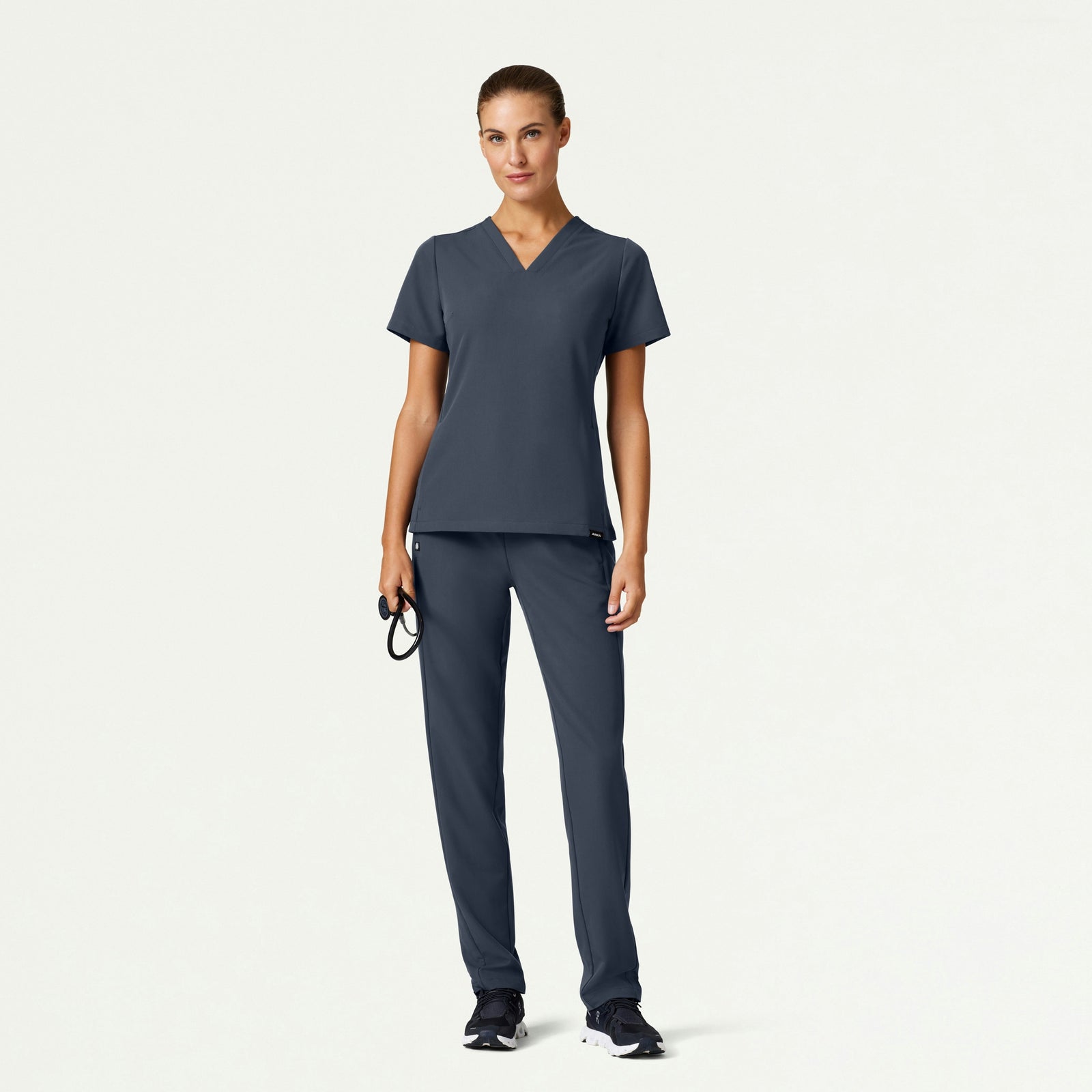 Carte Slim 2-Pocket Scrub Top - Carbon Gray - WOMEN'S TOPS - Jaanuu