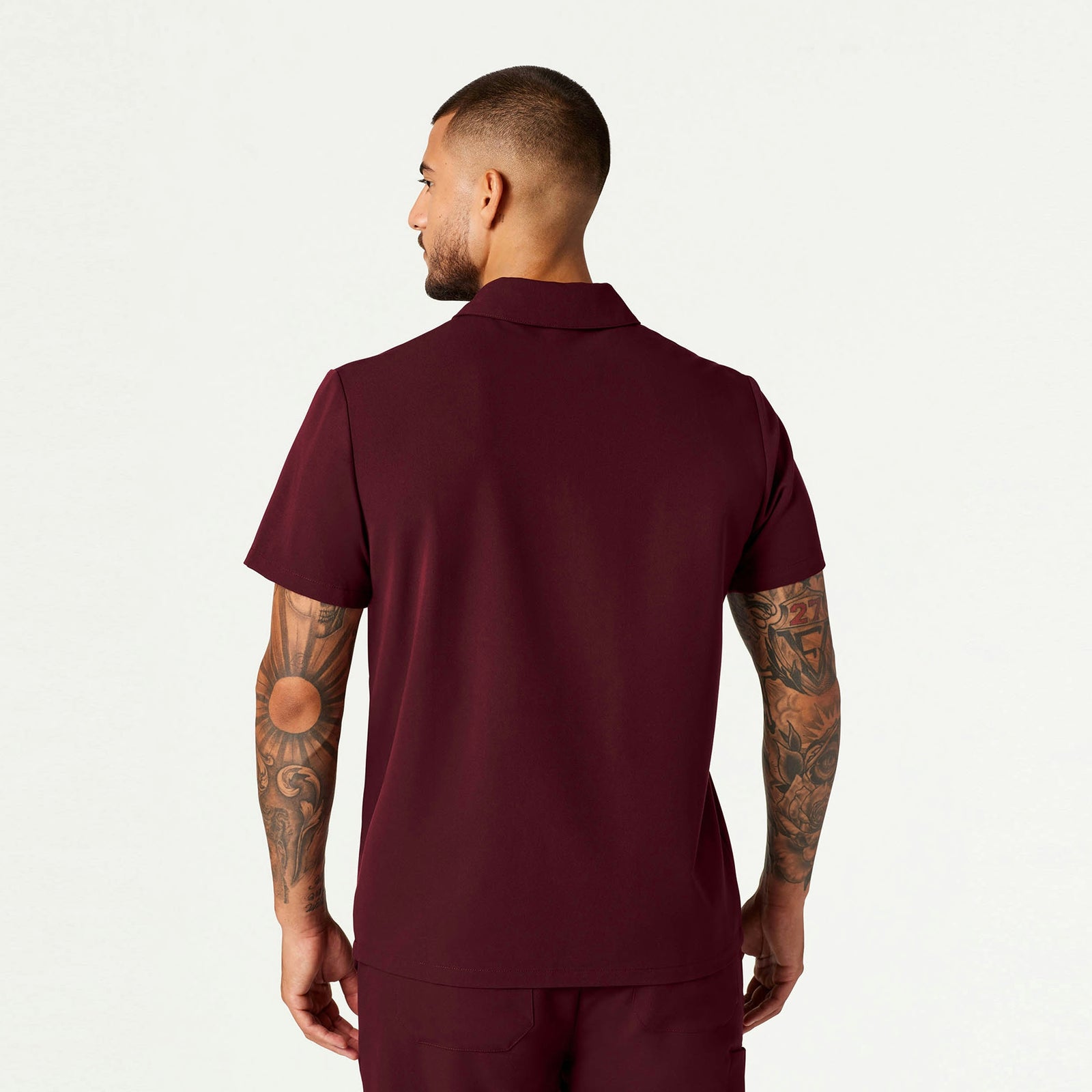 Axis Polo Scrub Top - Burgundy - MEN'S TOPS - Jaanuu