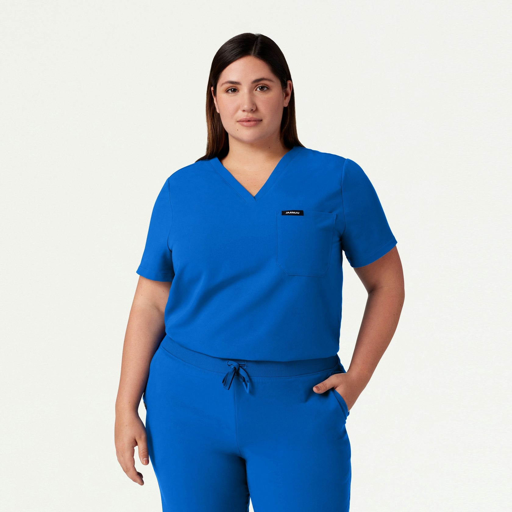 Rhena Essential 1-Pocket Scrub Top - Royal Blue - WOMEN'S TOPS - Jaanuu