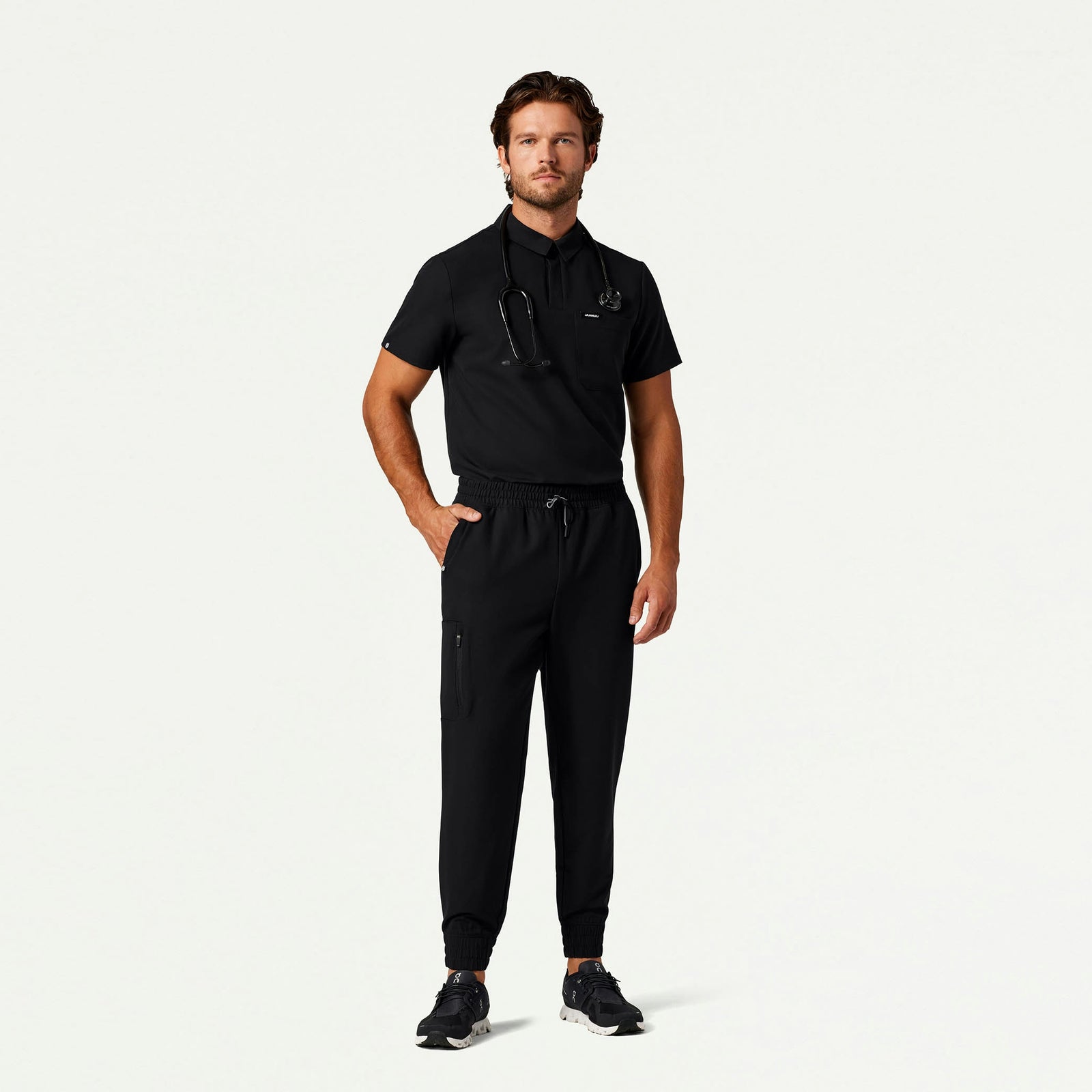 Cobot 8-Pocket Scrub Jogger - Black - MEN'S PANTS - Jaanuu