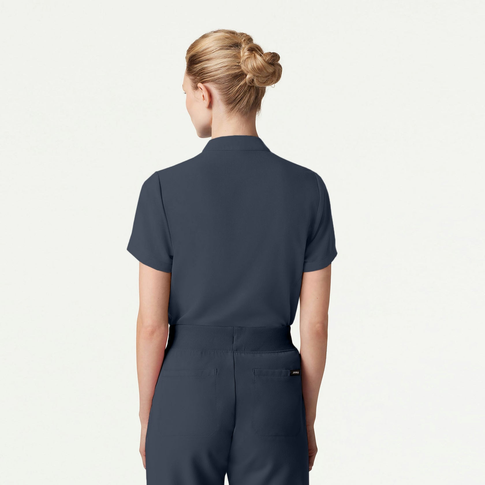 Savi Tuck-In Stand-Collar Scrub Top - Carbon Gray - WOMEN'S TOPS - Jaanuu