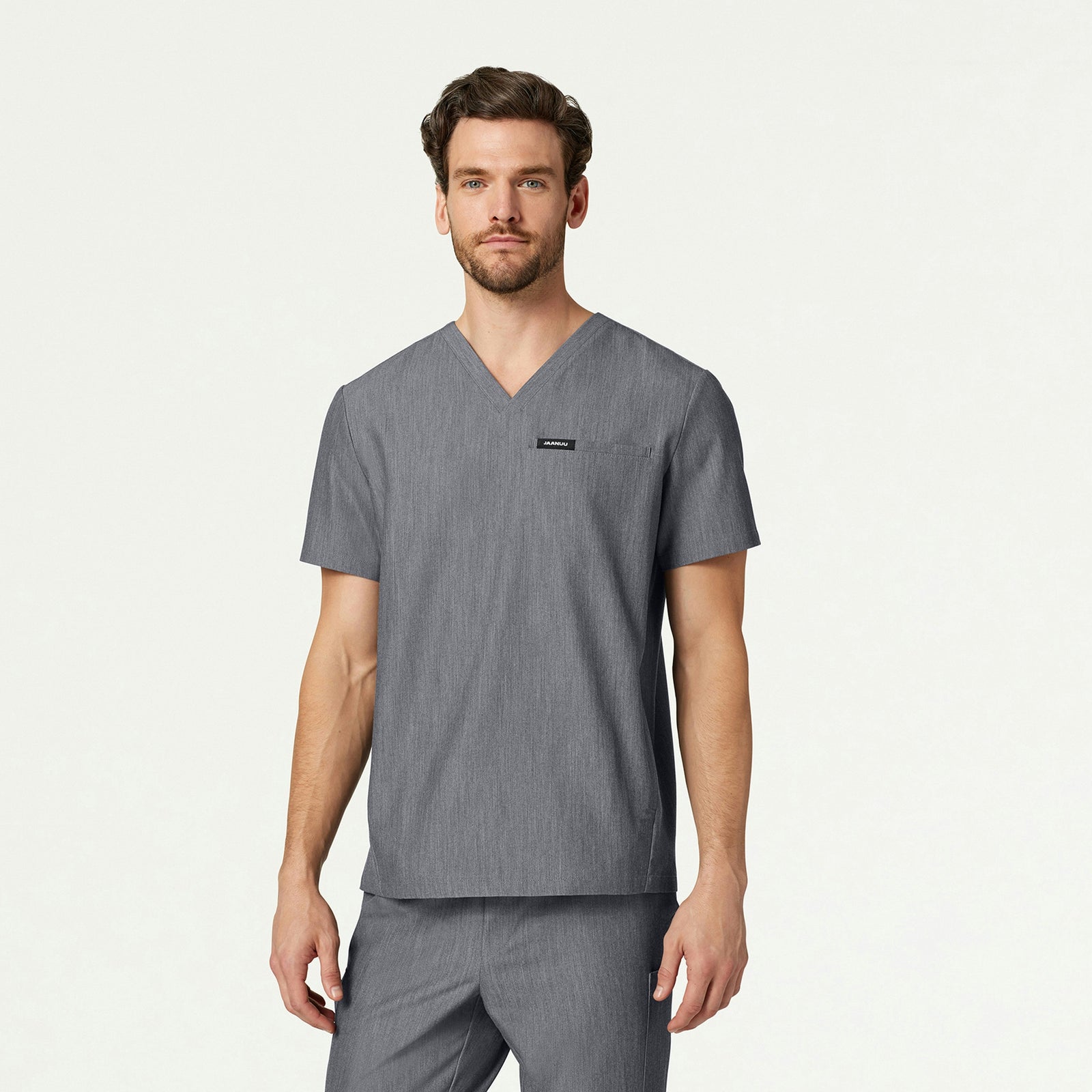 Platt 3-Pocket Scrub Top - Heather Gray - MEN'S TOPS - Jaanuu