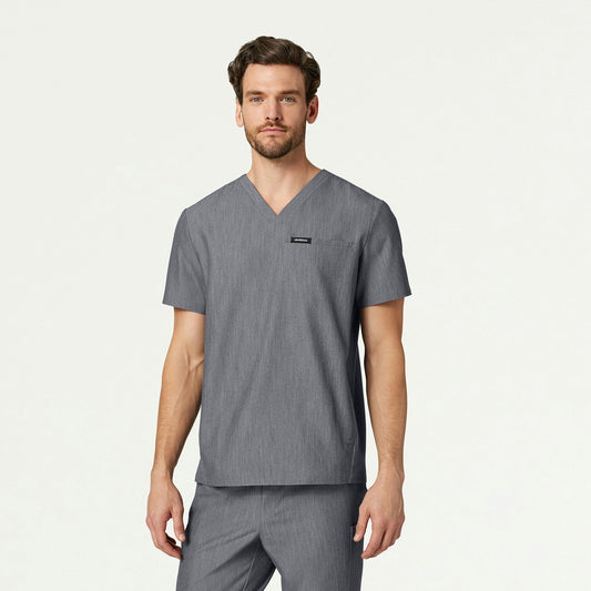 Platt 3-Pocket Scrub Top - Heather Gray - MEN'S TOPS - Jaanuu