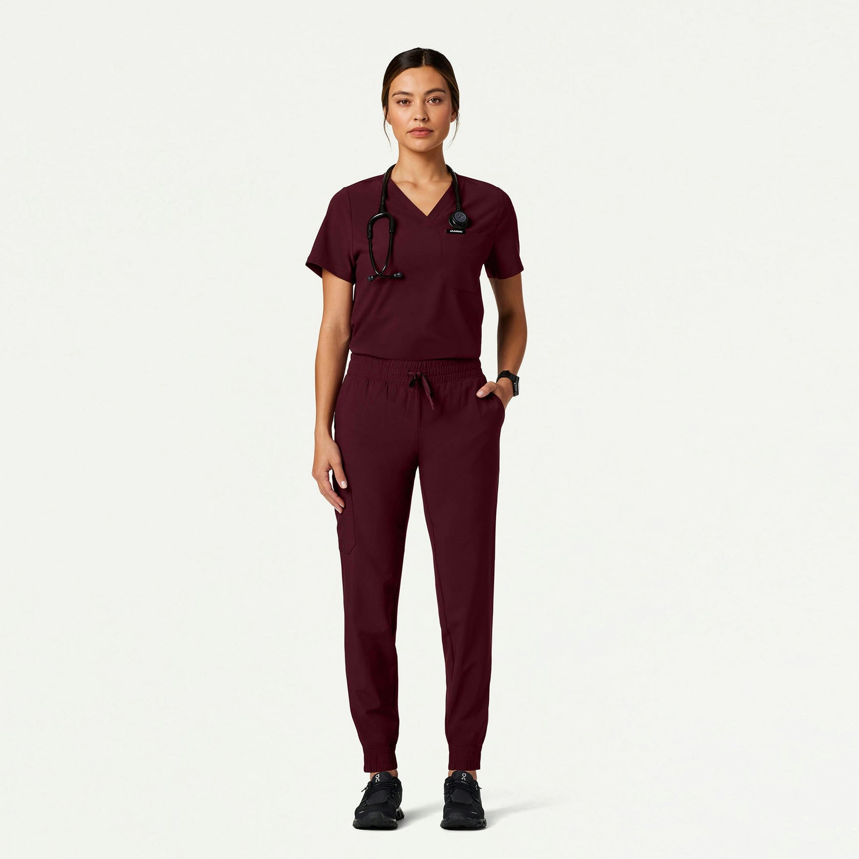 Fiora Slim ULTRAlite Scrub Jogger - Burgundy - WOMEN'S PANTS - Jaanuu