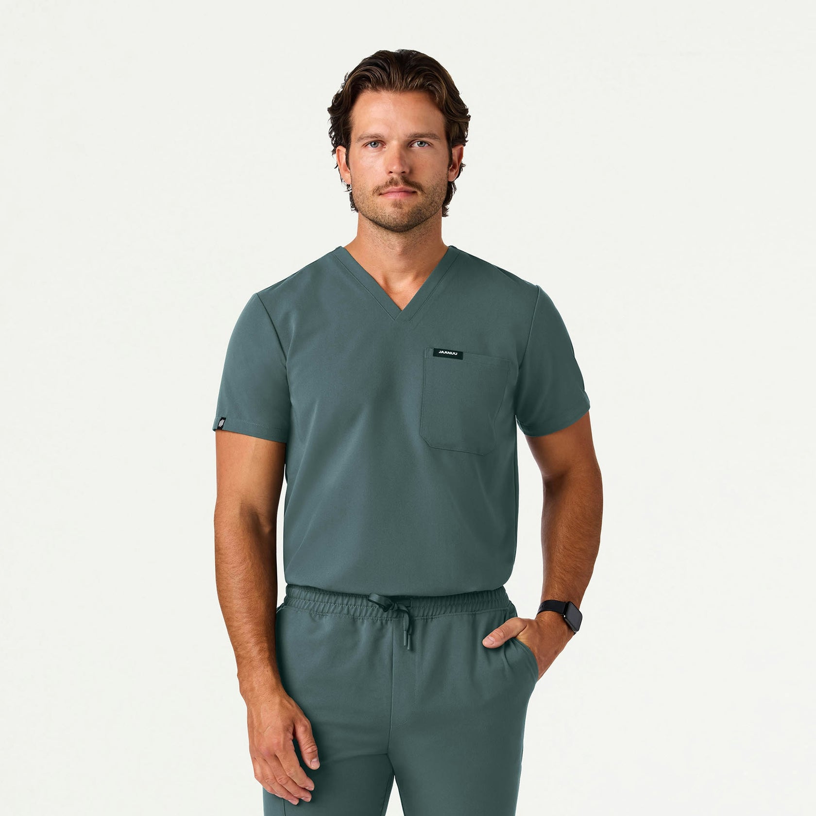 Holmes Slim Everyday 1-Pocket Scrub Top - Alpine Green - MEN'S TOPS - Jaanuu