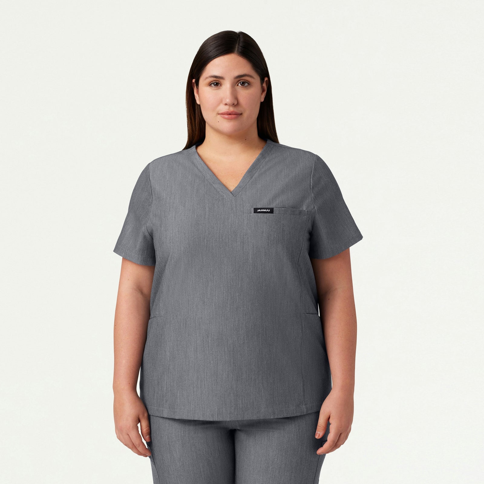 Magna 3-Pocket Scrub Top - Heather Gray - WOMEN'S TOPS - Jaanuu