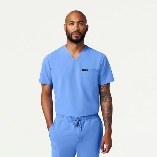 Romin 1-Pocket Scrub Top - Ceil Blue - MEN'S TOPS - Jaanuu