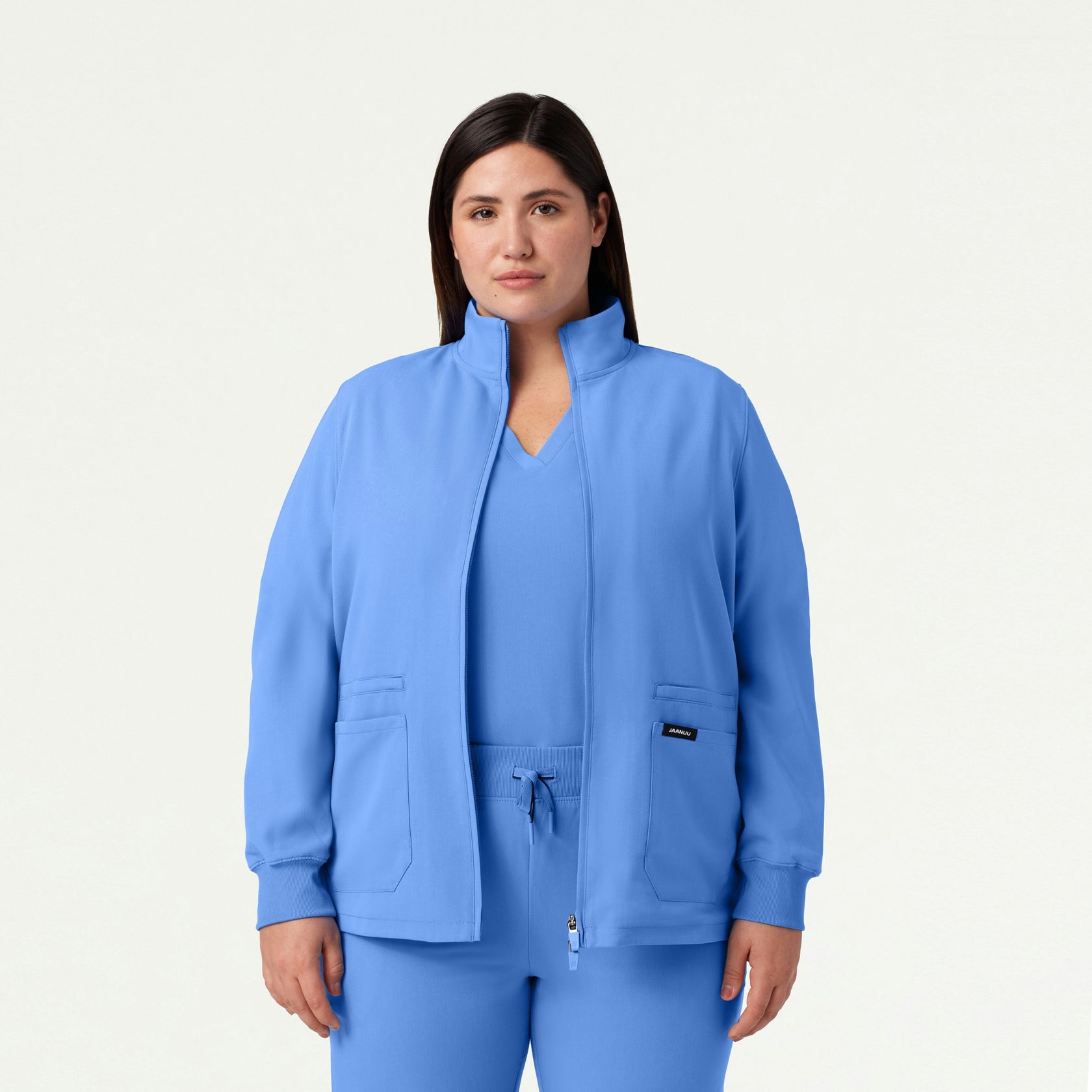 Ceri Essential 6-Pocket Scrub Jacket - Ceil Blue - WOMEN'S JACKETS - Jaanuu