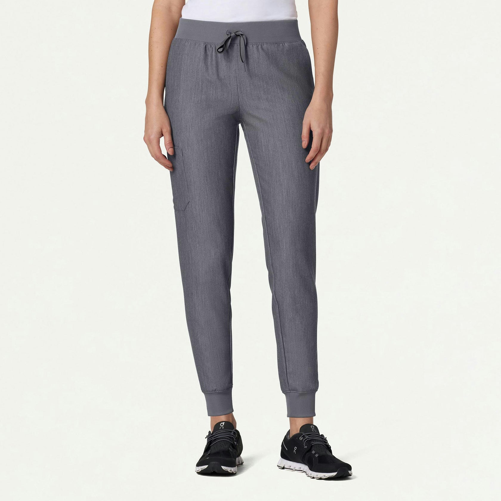 Silex Slim Knit-Waist Scrub Jogger - Heather Gray - WOMEN'S PANTS - Jaanuu