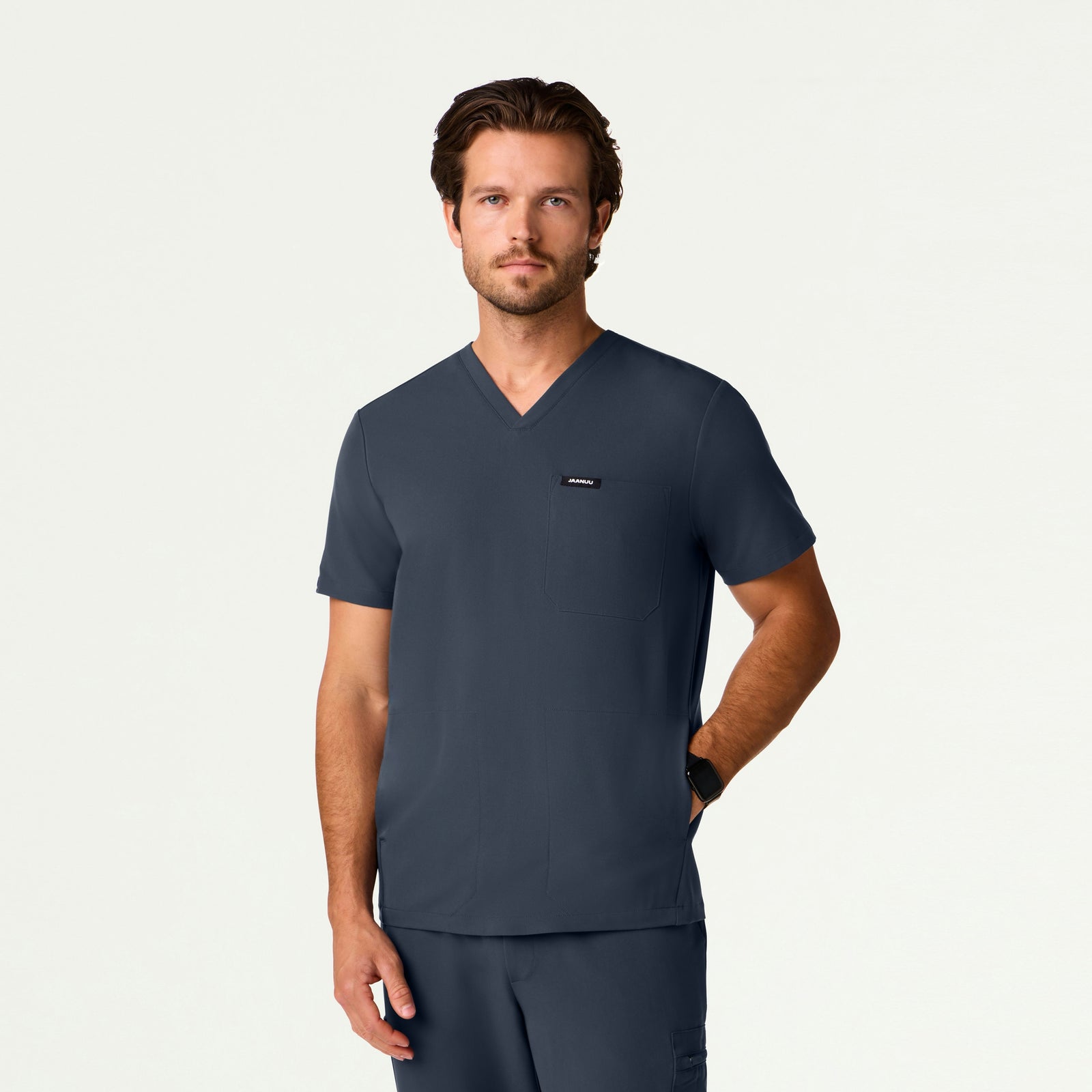 Bron 3-Pocket Scrub Top - Carbon Gray - MEN'S TOPS - Jaanuu