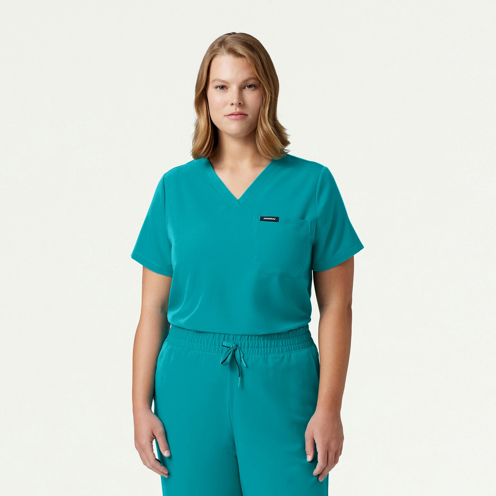 Rhena Essential 1-Pocket Scrub Top - Aqua - WOMEN'S TOPS - Jaanuu