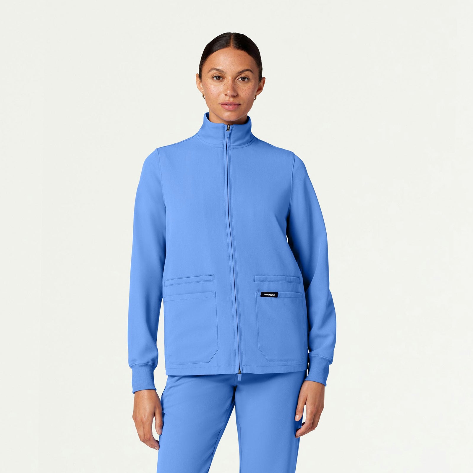 Ceri Essential 6-Pocket Scrub Jacket - Ceil Blue - WOMEN'S JACKETS - Jaanuu