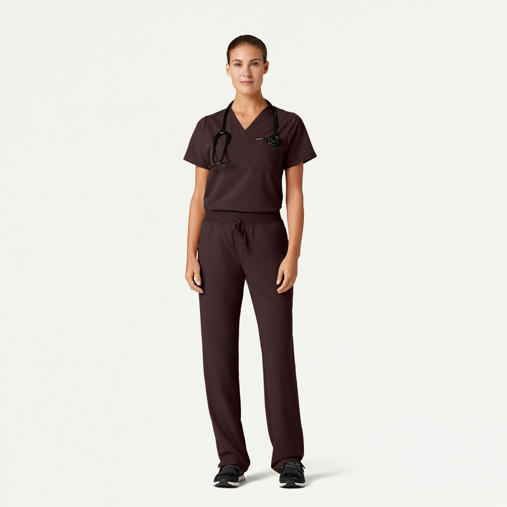 Xenos Essential Knit-Waist Scrub Pant - Espresso - WOMEN'S PANTS - Jaanuu