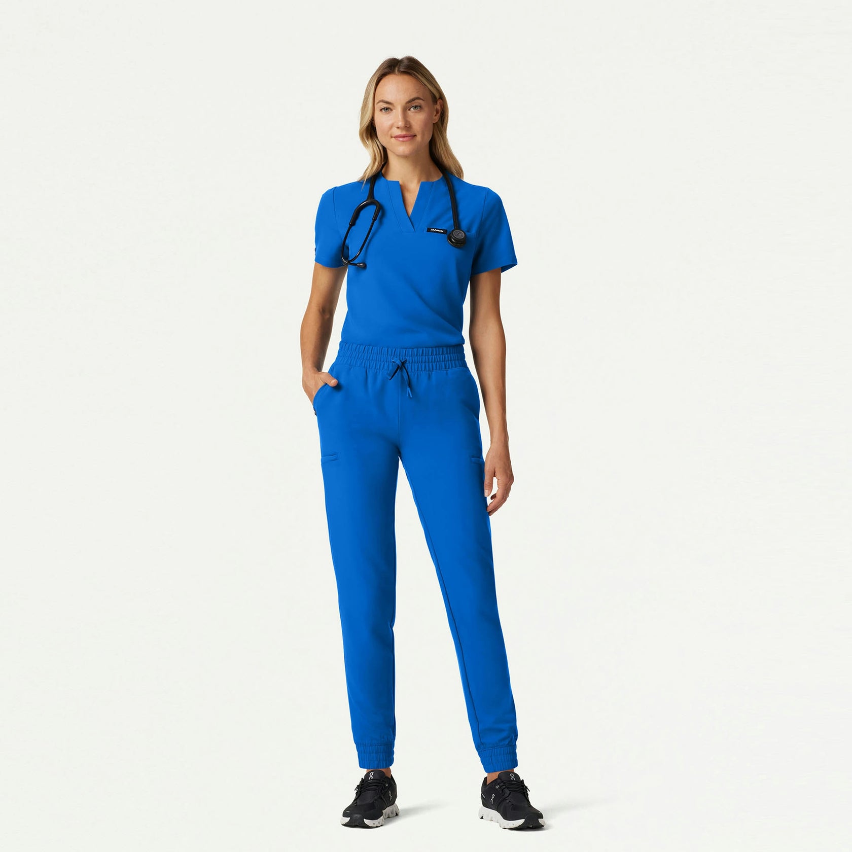 Andra Slim 1-Pocket Scrub Top - Royal Blue - WOMEN'S TOPS - Jaanuu