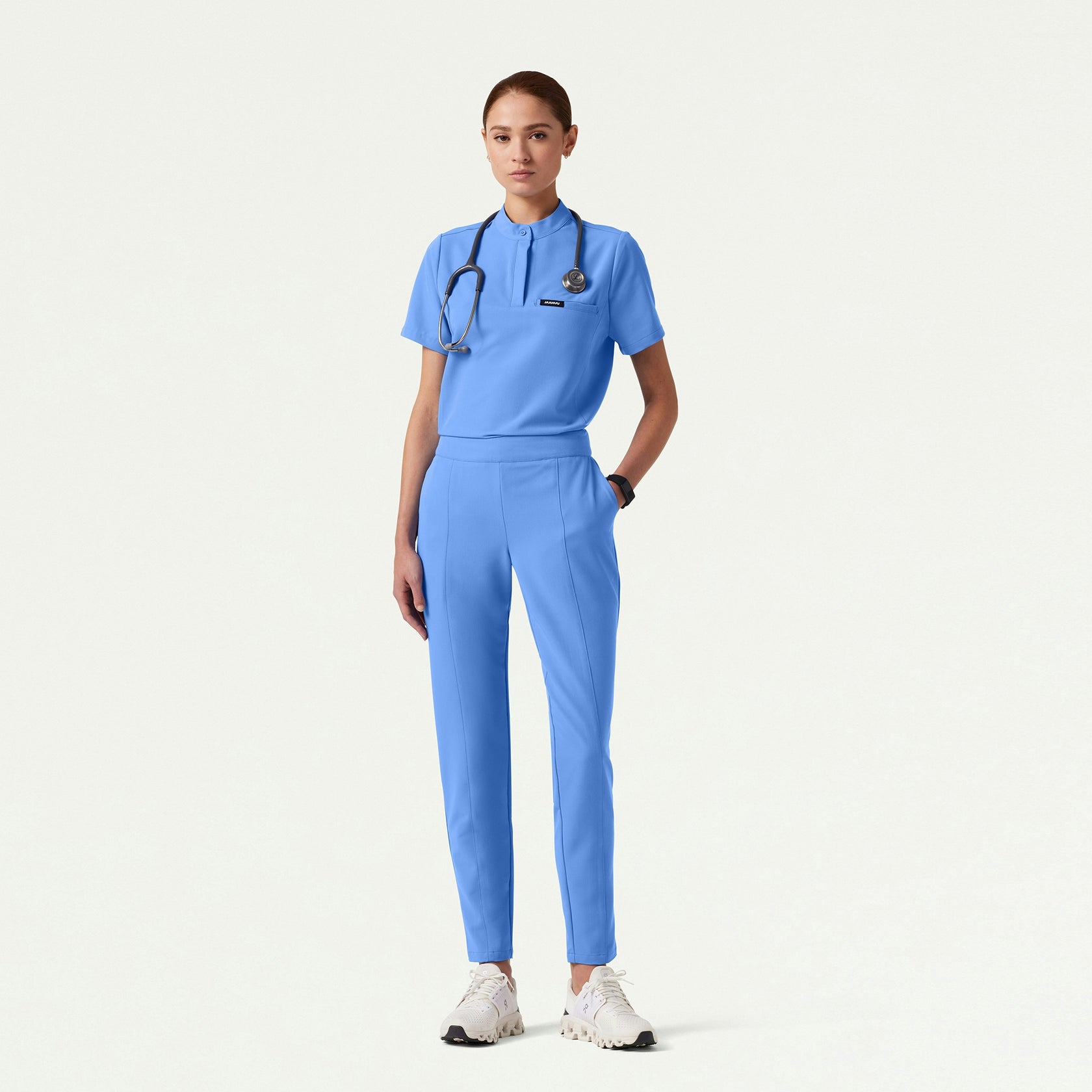 Lio Tapered 5-Pocket Scrub Pant - Ceil Blue - WOMEN'S PANTS - Jaanuu