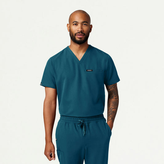 Romin 1-Pocket Scrub Top - Caribbean Blue - MEN'S TOPS - Jaanuu