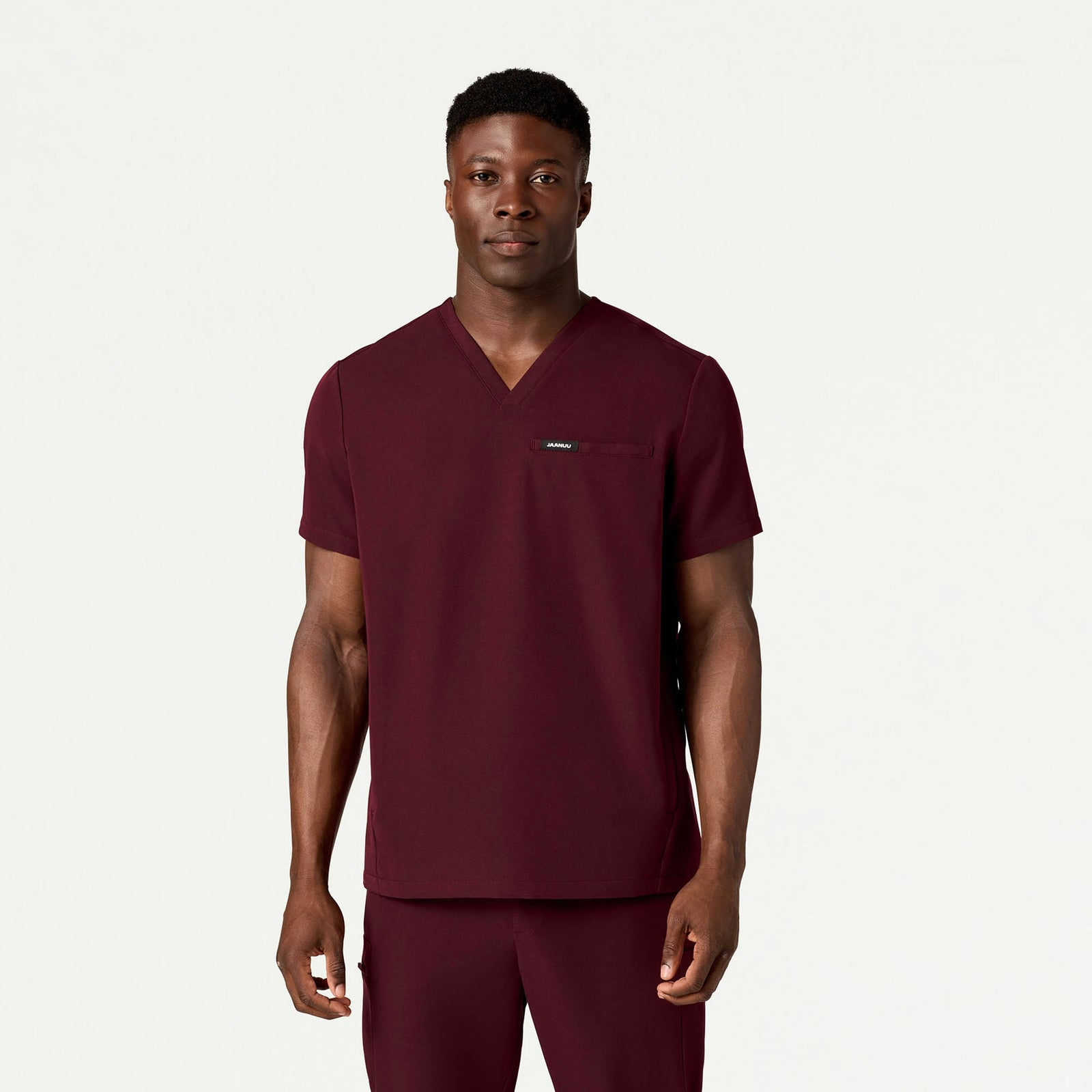 Platt 3-Pocket Scrub Top - Burgundy - MEN'S TOPS - Jaanuu