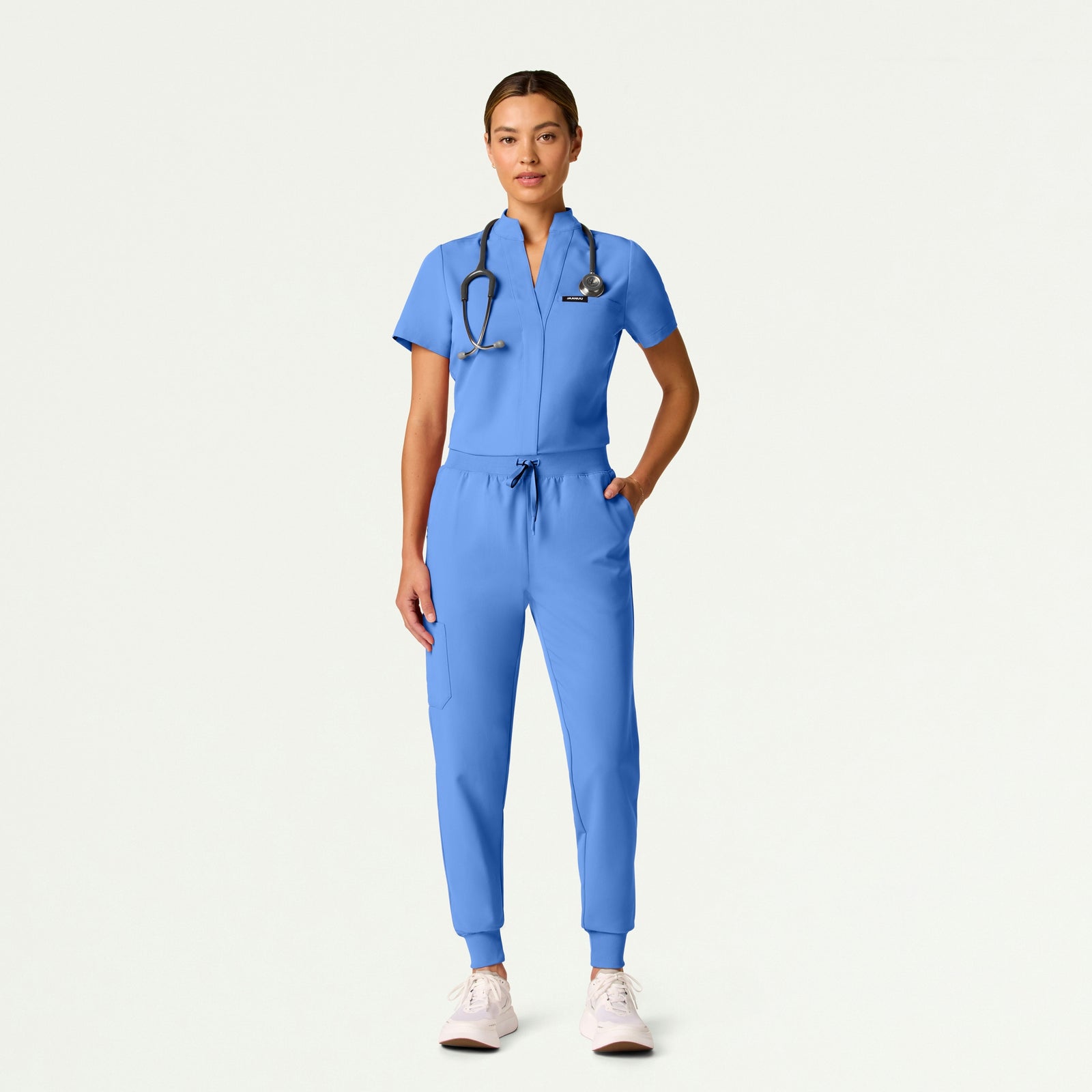 Serin Slim 1-Pocket Scrub Top - Ceil Blue - WOMEN'S TOPS - Jaanuu